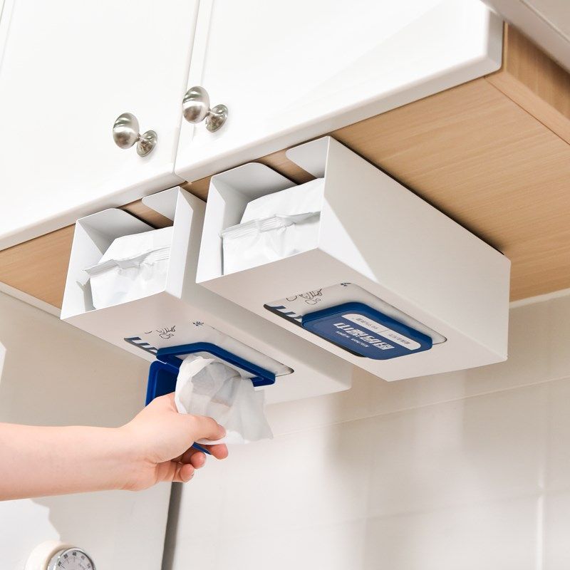 厨房湿纸巾置物架倒挂餐桌用纸挂架免打孔橱O柜下抽纸收纳盒悬挂,收纳整理,纸巾架,淘宝优惠券,粉丝福利购,淘宝优惠卷