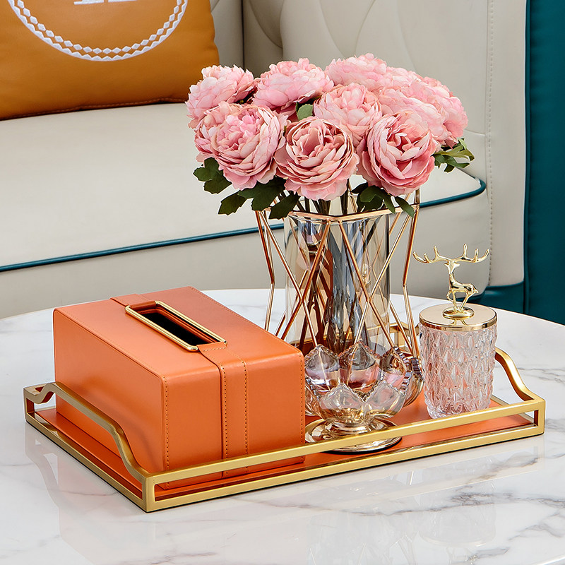 家用装饰皮革h纸巾盒轻奢风橙色托盘软装搭配套装客厅茶几高档摆,家居饰品,装饰纸巾盒,淘宝优惠券,粉丝福利购,淘宝优惠卷