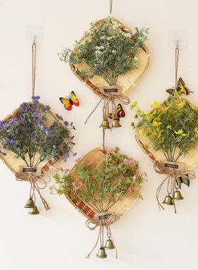 幼儿园墙壁装饰挂件田园手v工挂饰竹编办公室吊饰店铺房间创意墙