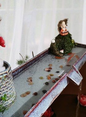 陶瓷鱼缸过滤器创意循环流水器摆件配件庭院假山V喷泉循环流水器