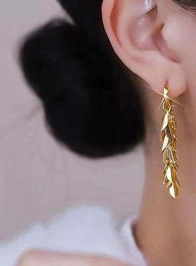 现货金色麦穗耳扣小众设w计感致耳钉气网红感大气耳环女耳饰
