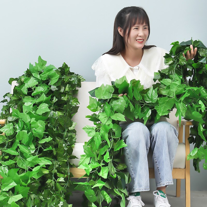 速发仿真葡萄叶假花藤条藤蔓植物树叶绿叶水管道吊顶装饰塑料绿萝