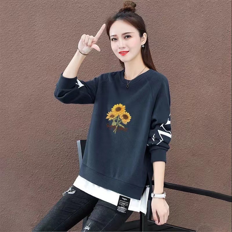 速发202春秋新叉卫衣宽侧韩版松开款长袖上衣薄款慵懒风潮