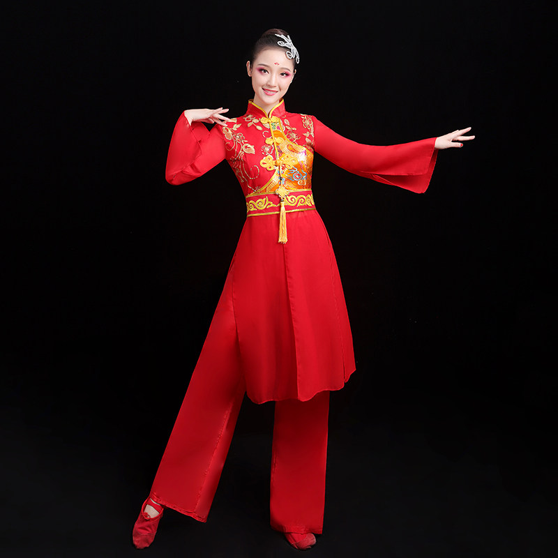 速发打鼓演出服腰鼓服装新款中老年秧歌服扇子舞喜庆广场舞锣鼓舞
