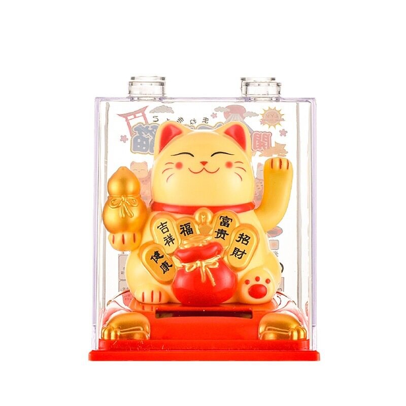 速发摇手招财猫车载装饰摆件自动招手家居桌面收银台摆件开业创意