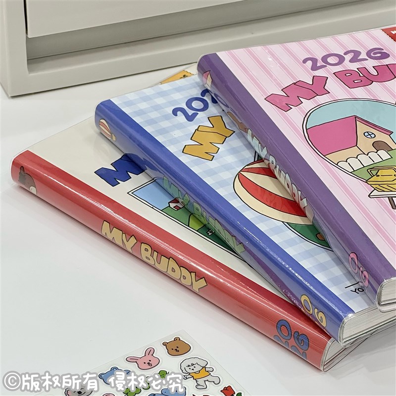 速发2026新款韩式插画日程本is高颜值彩色内页少心计划