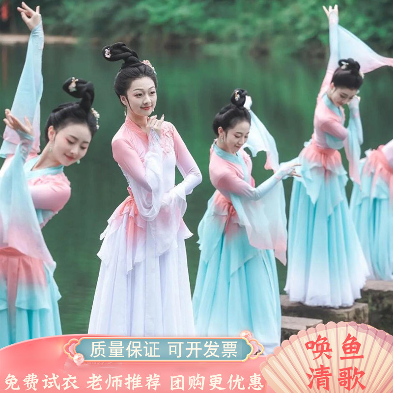 速发唤演清歌舞逸服艺考大摆裙古典舞采薇鱼出服飘蹈中国风服装