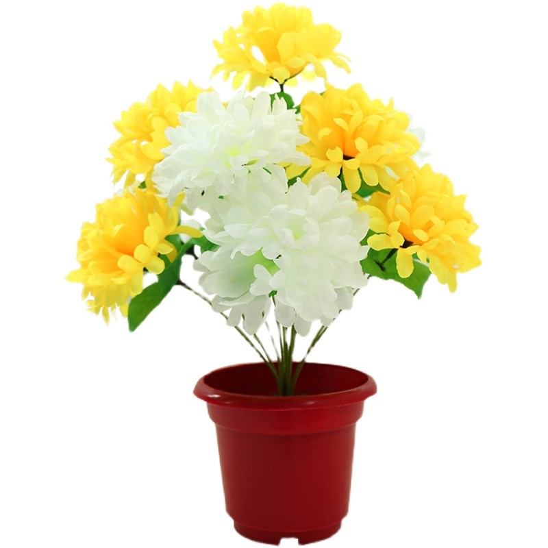 速发清明节墓碑花扫墓祭奠清明绢花花束上坟头塑料假花仿真菊花用