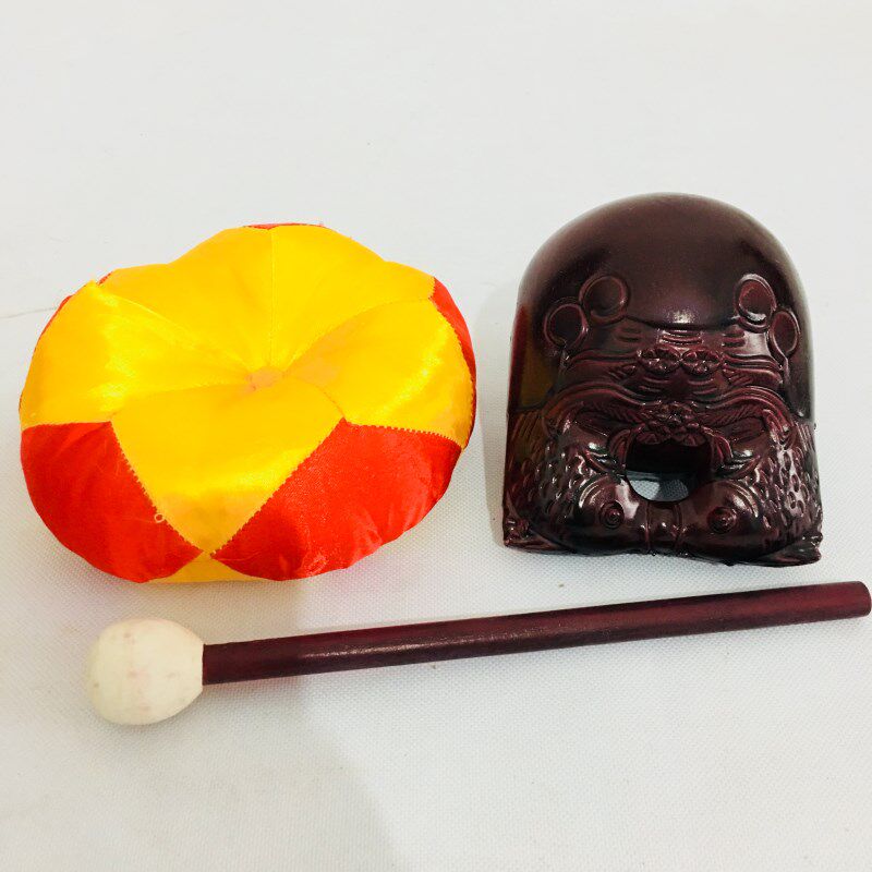 速发全套木鱼配垫子锤子.5寸道家用品道士法器双鱼木鱼全套树脂塑