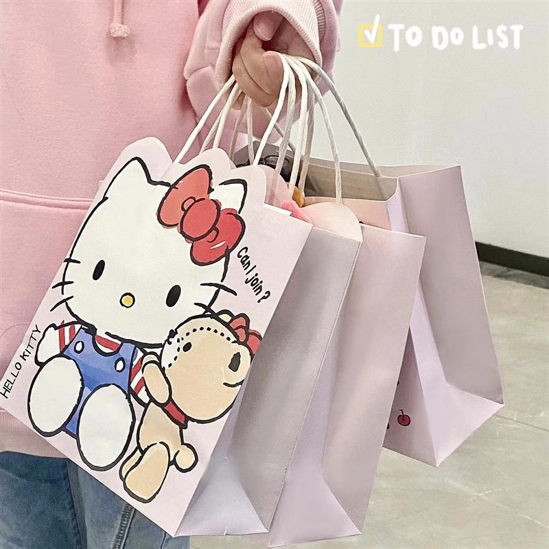 速发可爱猫手提袋小日礼品拎节狗生日手袋礼物袋包装纸袋子