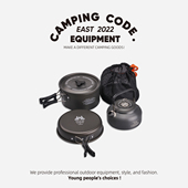 日本户外露营野炊煮煎炒锅便捷轻量烧水壶套锅炊具野外便携式 套锅