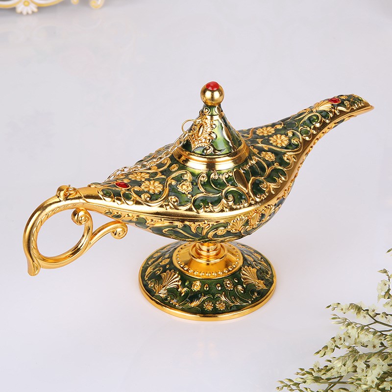 阿拉丁神灯锡器复古欧式工艺品合金阿创意工艺摆设品俄Y罗斯许愿