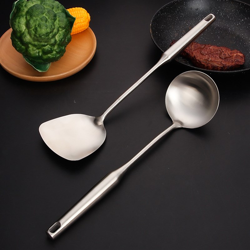 不锈钢锅铲家用j炒菜铲子厨房用具一体耐高温手柄铲子汤勺厨具套