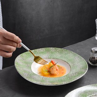 创意意境菜餐厅餐具餐盘冷菜盘釉下彩中式西餐菜盘陶瓷深盘草帽碗