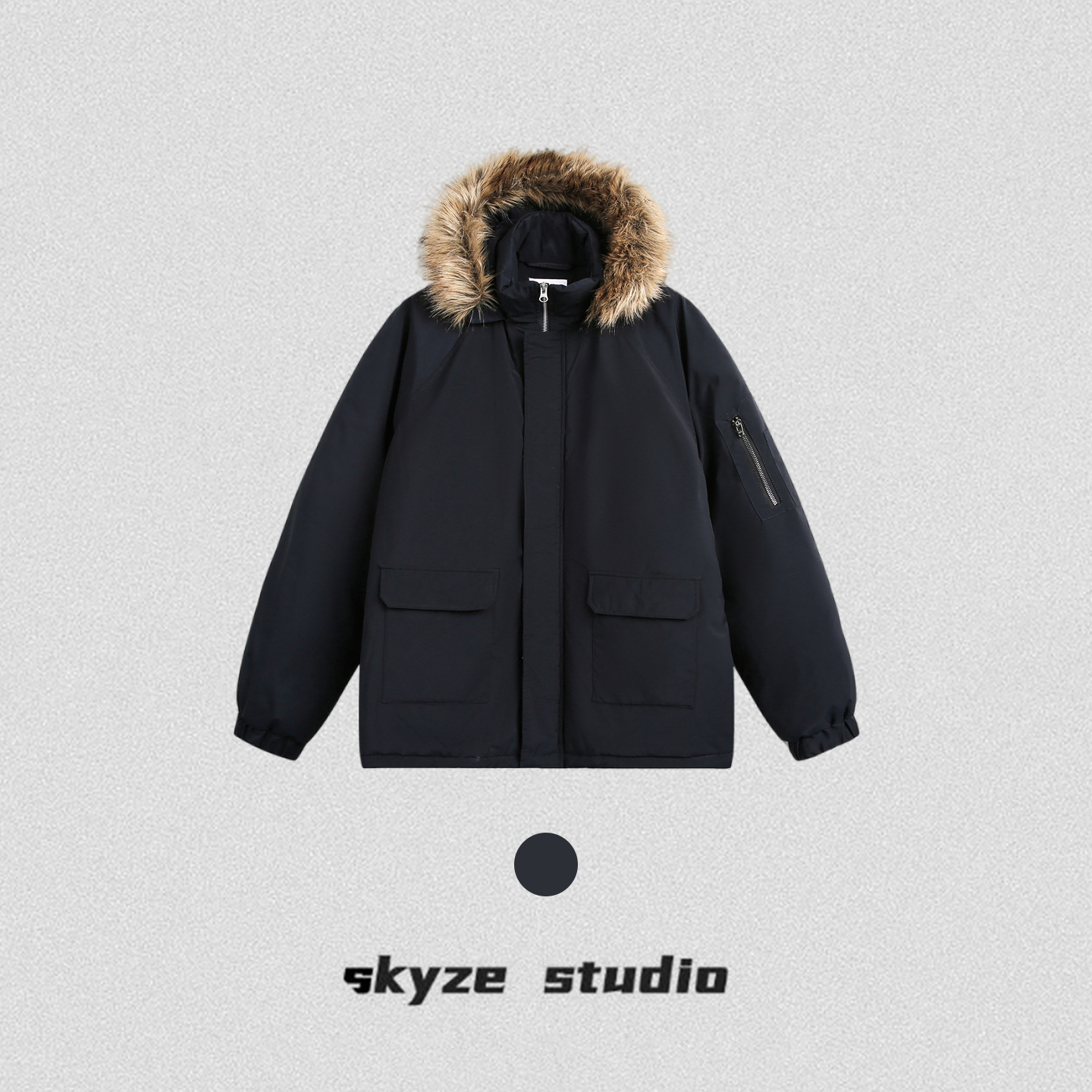 SkyzeStudio大毛领派克服棉衣