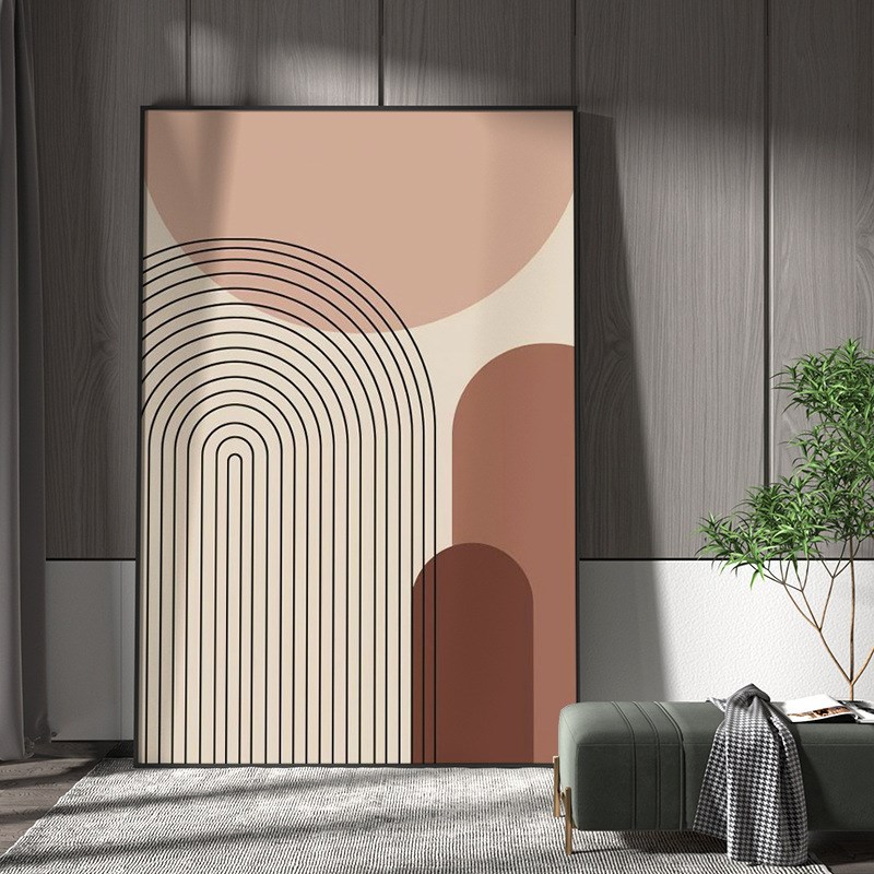 速发轻奢客厅玄关色块线条简约创意装饰画  背景墙壁竖版挂画图片