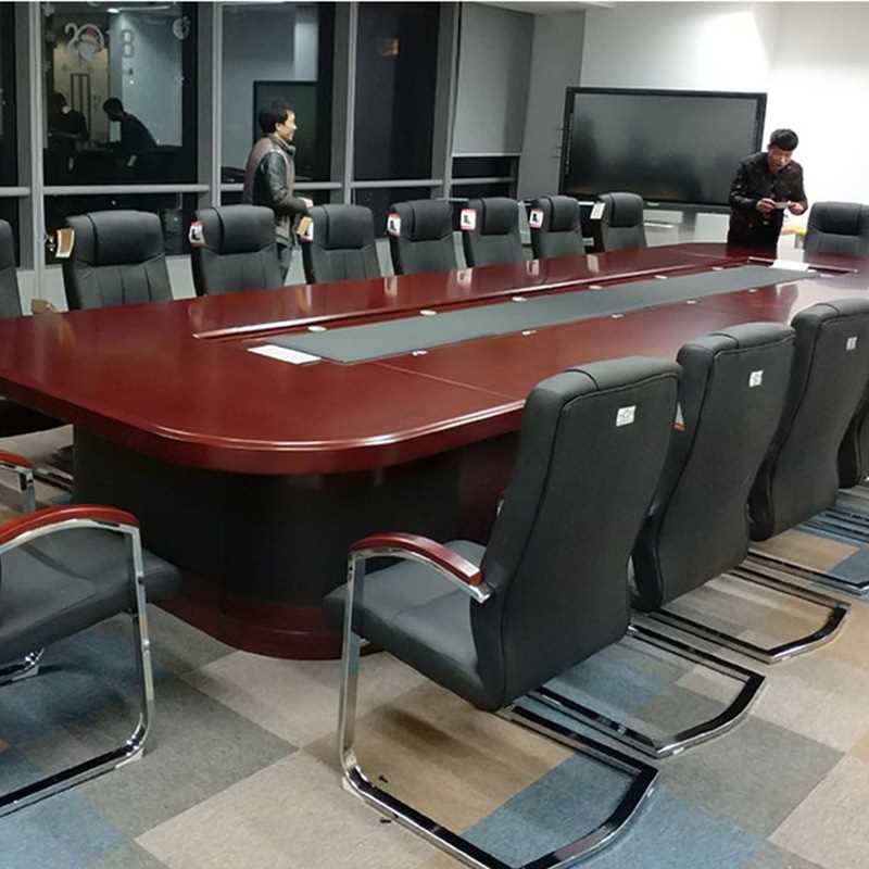 速发会议桌长桌油漆贴木皮办公桌多人开会桌职员培训桌洽谈桌椅组