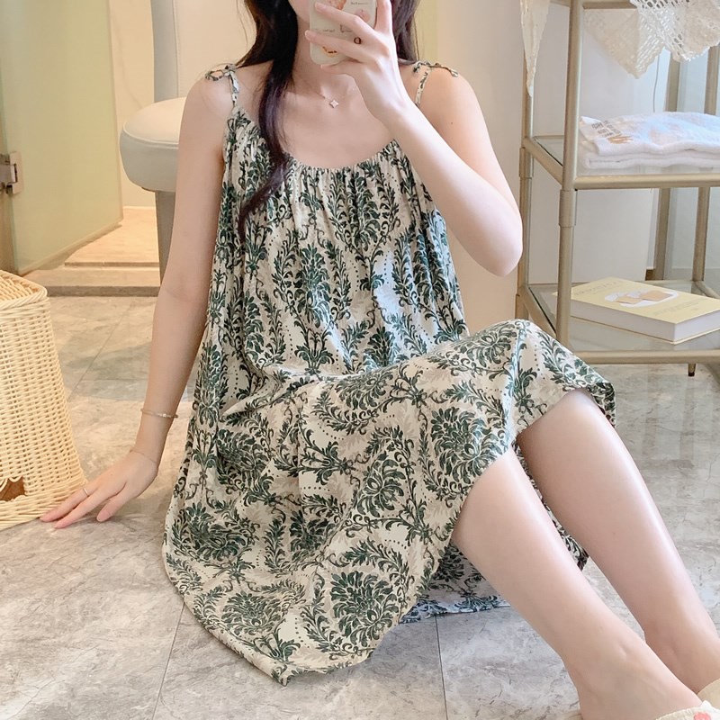 速发高个子吊带睡裙棉绸夏季超薄凉快加长款到脚踝性感长裙可外穿