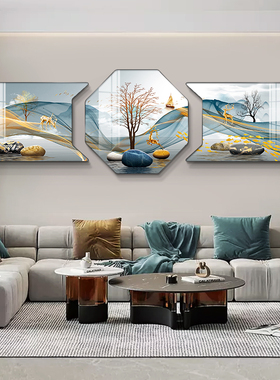 速发轻奢客厅装画饰新款高档福后三联画卧室画沙发禄面背景墙挂画