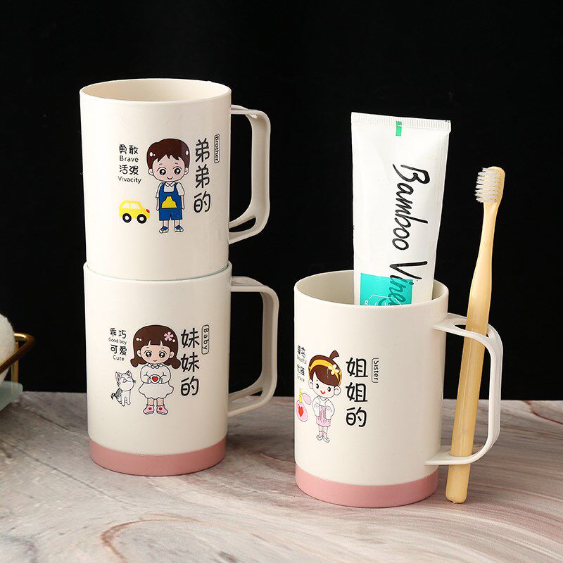 速发亲子刷牙杯一家三口漱口杯家用牙刷杯套装家庭四五口牙具杯儿