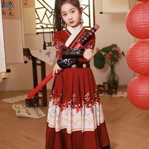 现货速发汉服童花木兰表演服走秀武侠古装飞鱼服童锦衣卫儿童春秋