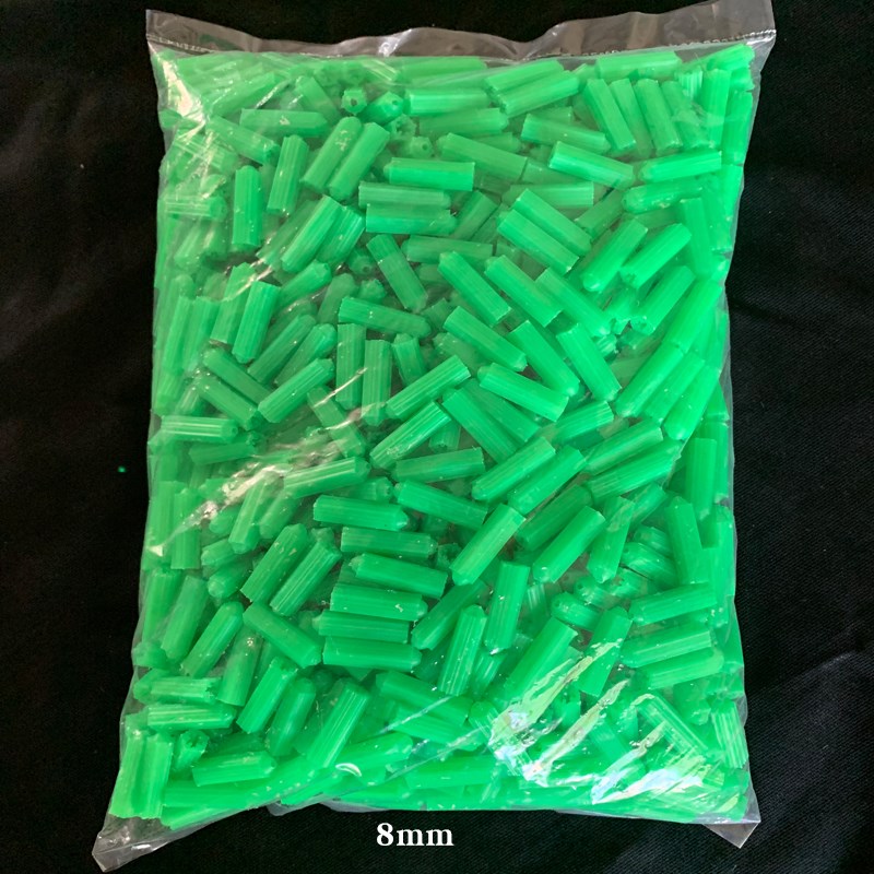 速发绿色膨胀管/塑料膨胀螺丝 膨胀胶塞胶粒 6MM 8MM 500 1000个