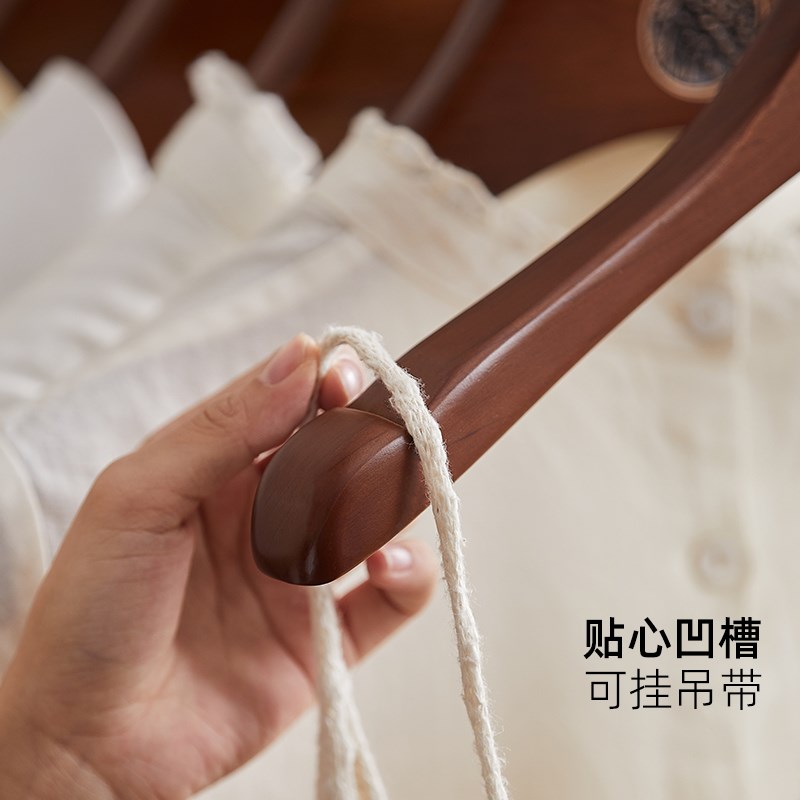 速发实木衣架家用木质防滑宽肩复古挂衣架衣服架木头木制衣柜撑子