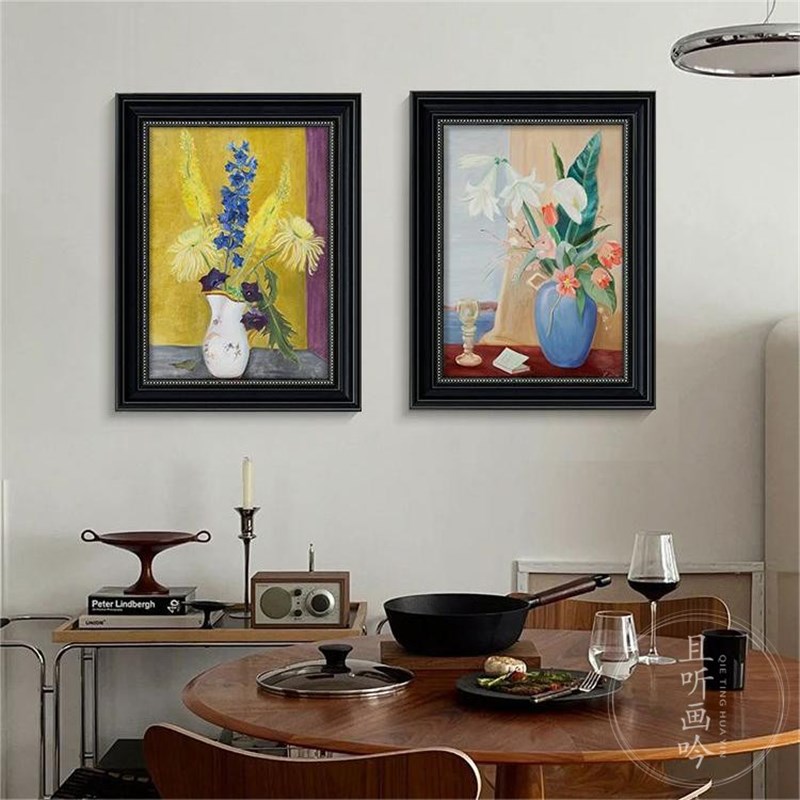 速发欧式小清新静物瓶装花卉装饰画客厅沙发背景墙挂画卧室桌面摆