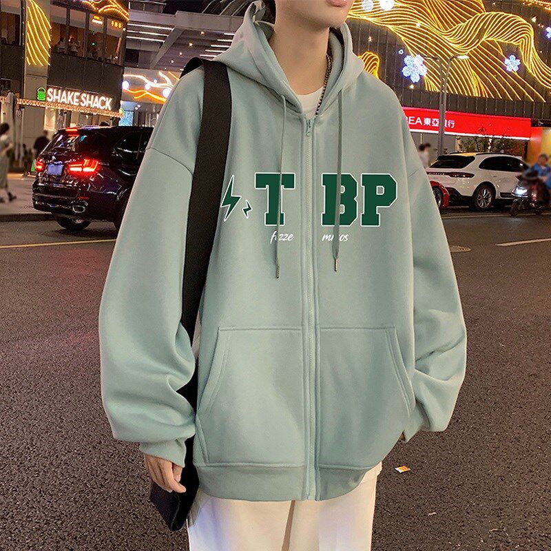 速发卫衣外套男秋冬季国潮连帽式风2024新款情侣美港宽磅重松拉链