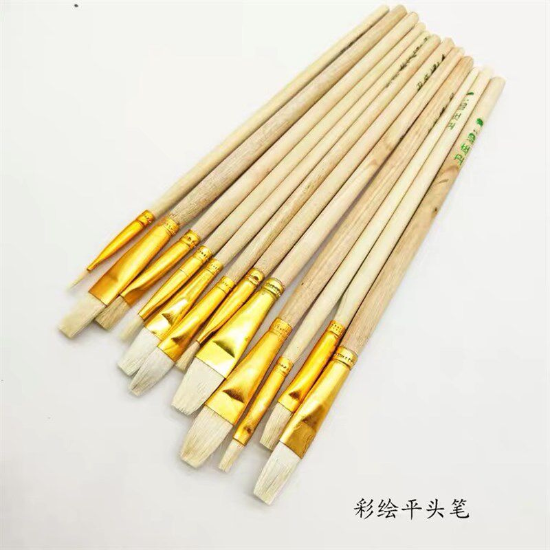 速发彩绘平头刷油画陶瓷工艺水粉o笔油漆小号工业刷软毛描金毛笔