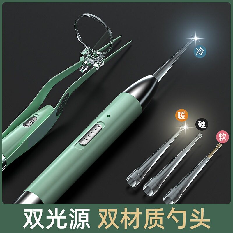 新款挖耳勺掏耳神器发光带灯软头宝宝扣耳朵儿童专V用镊子安全可
