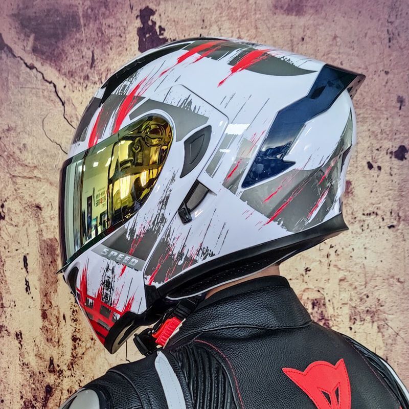 速发新款镜动车头盔男揭用盔双电半个性街车越野盔四季通面头盔