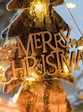 速发rryCi装tmas圣诞节快乐木摆氛围s饰挂件牌件气氛造景道具