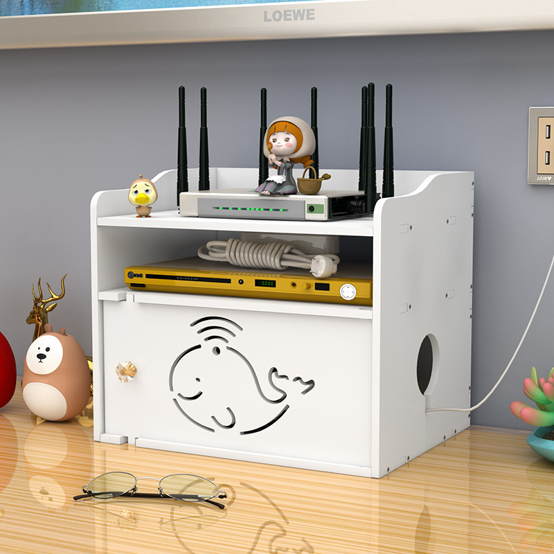 桌面路由器盒子电线收纳挂墙免打孔wifi无线光猫机顶盒壁挂放置架