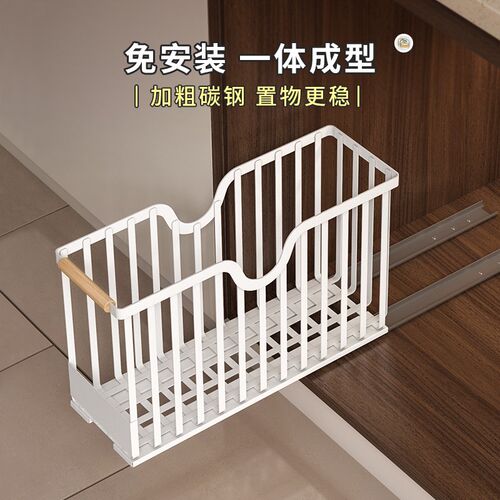 极窄夹缝拉篮 厨房极窄拉篮 抽屉式拉F篮 锅具收纳拉篮 调料置物