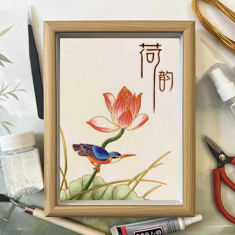 立体相框掐丝珐琅画diyt材料包桌面装饰摆件礼物景泰蓝非遗手工
