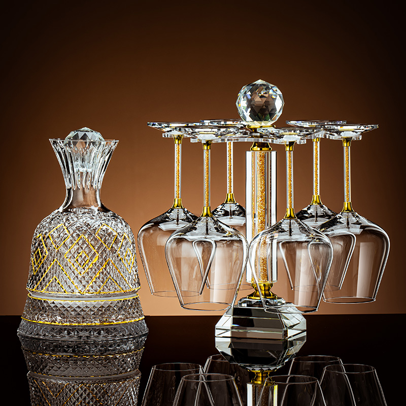 轻奢高级感红酒杯套装家用水晶玻璃旋转醒酒器高脚葡萄Y酒杯子酒