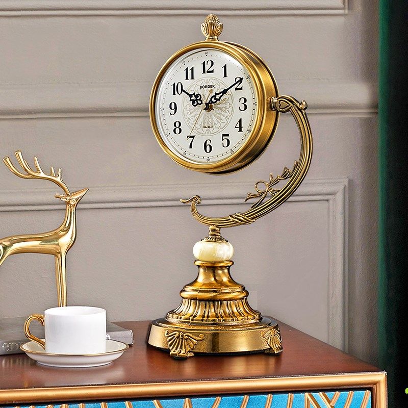欧式座钟装饰摆件家用客厅电视柜桌面台L式静音时钟卧室轻奢坐钟,家居饰品,座钟,淘宝优惠券,粉丝福利购,淘宝优惠卷