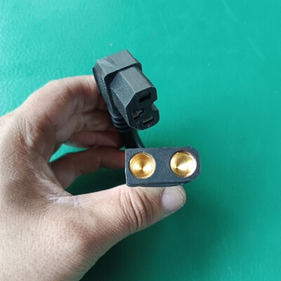 6平方电动车e品字插头弯头转qs8-s加粗耐高温电源转换线连接线