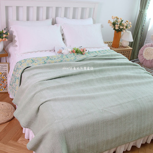 四季新款a床品韩式田园冬季保暖短毛绒绗缝床盖纯棉加厚床单可机