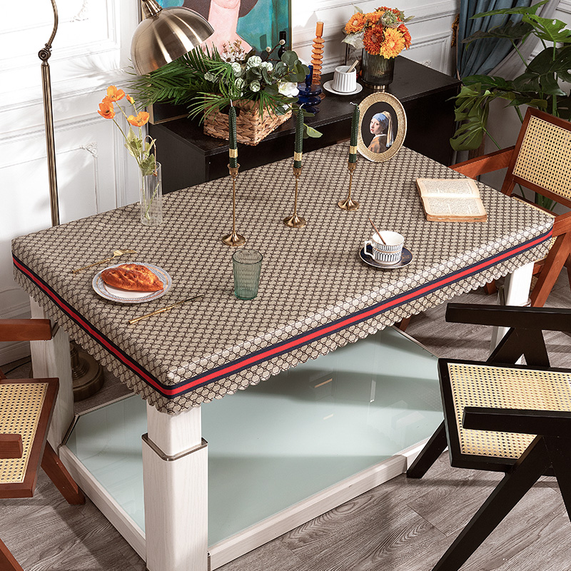 PU皮烤火罩桌面皮套长方形烤火桌皮套防水防油Q电暖桌套取暖桌布