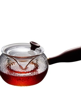 日式手工锤目纹玻璃煮茶壶侧把泡茶壶花茶壶小Q青甘普洱耐高温茶