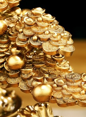 招财进宝发财树摆件金蟾聚宝盆客厅酒柜收银台装饰品店铺开业礼物