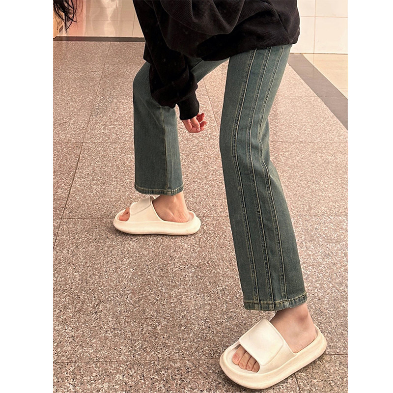 复古蓝直筒牛仔裤女大码胖妹妹mm侧拼缝高腰宽松显瘦九分烟管裤子,女装/女士精品,大码裤装,淘宝优惠券,粉丝福利购,淘宝优惠卷