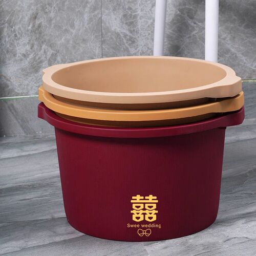 陪嫁泡脚盆家用大号按摩塑料结婚喜盆宿舍洗脚神器加深足浴红盆