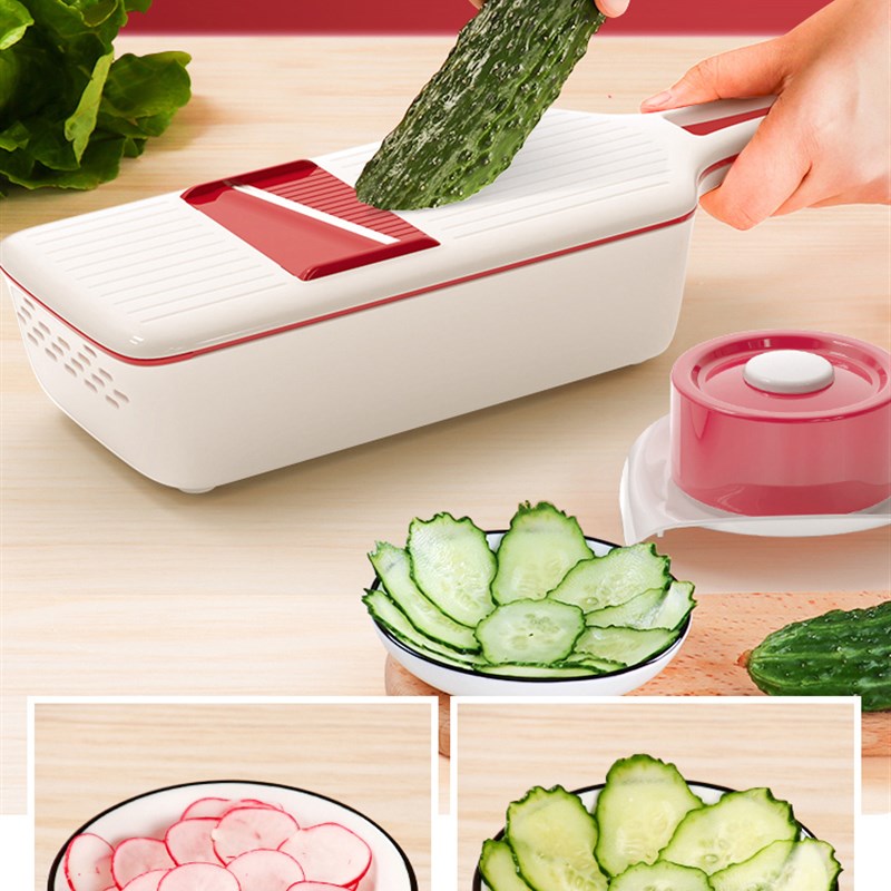 中国红多功能切菜器厨房切菜神器家用擦丝刨片切土豆丝神器切波浪