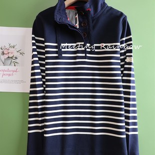 柔软厚实彩色条纹全棉polo领卫衣女胖mm大码长袖漏斗高领短外套秋