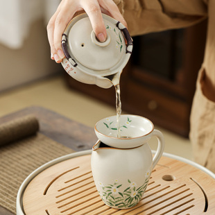 汝窑盖碗茶杯单个防烫手冲泡壶手工功夫茶具手抓壶泡茶碗