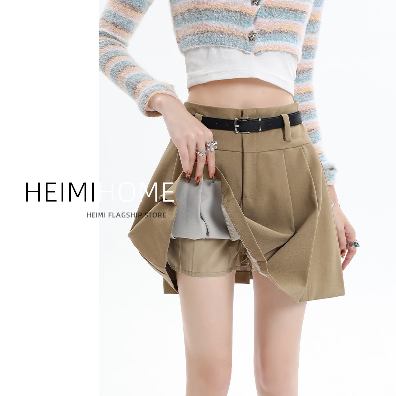 灰色百褶裙女春夏秋高腰显瘦设计感jk短裙小个子学院风a字半身裙