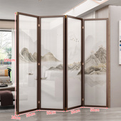 实木国画屏风隔断遮挡入户玄关客厅双面茶室新中式 办公室折叠移动